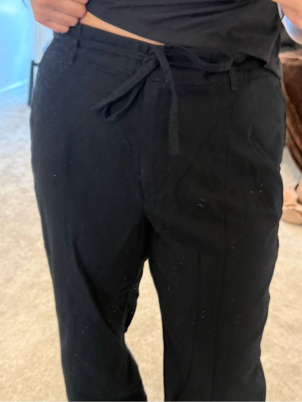Loft Black Women Drawstring Trousers
